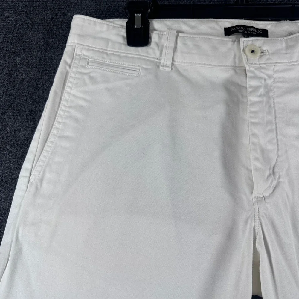 Banana Republic Fulton Skinny Pants Mens 33x30 White Chino Trousers Stretch